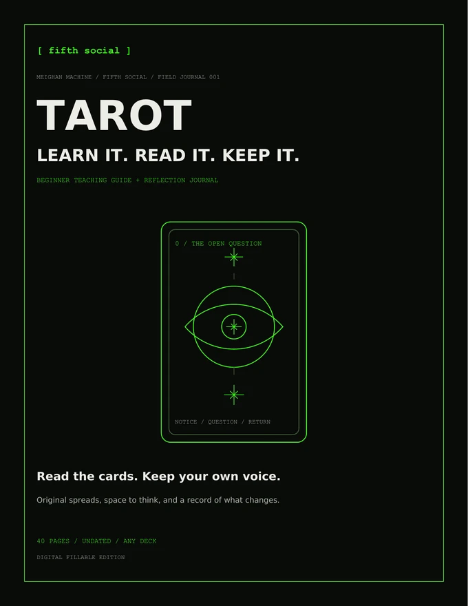 Tarot: Learn It. Read It. Keep It. — black and neon-green teaching journal cover